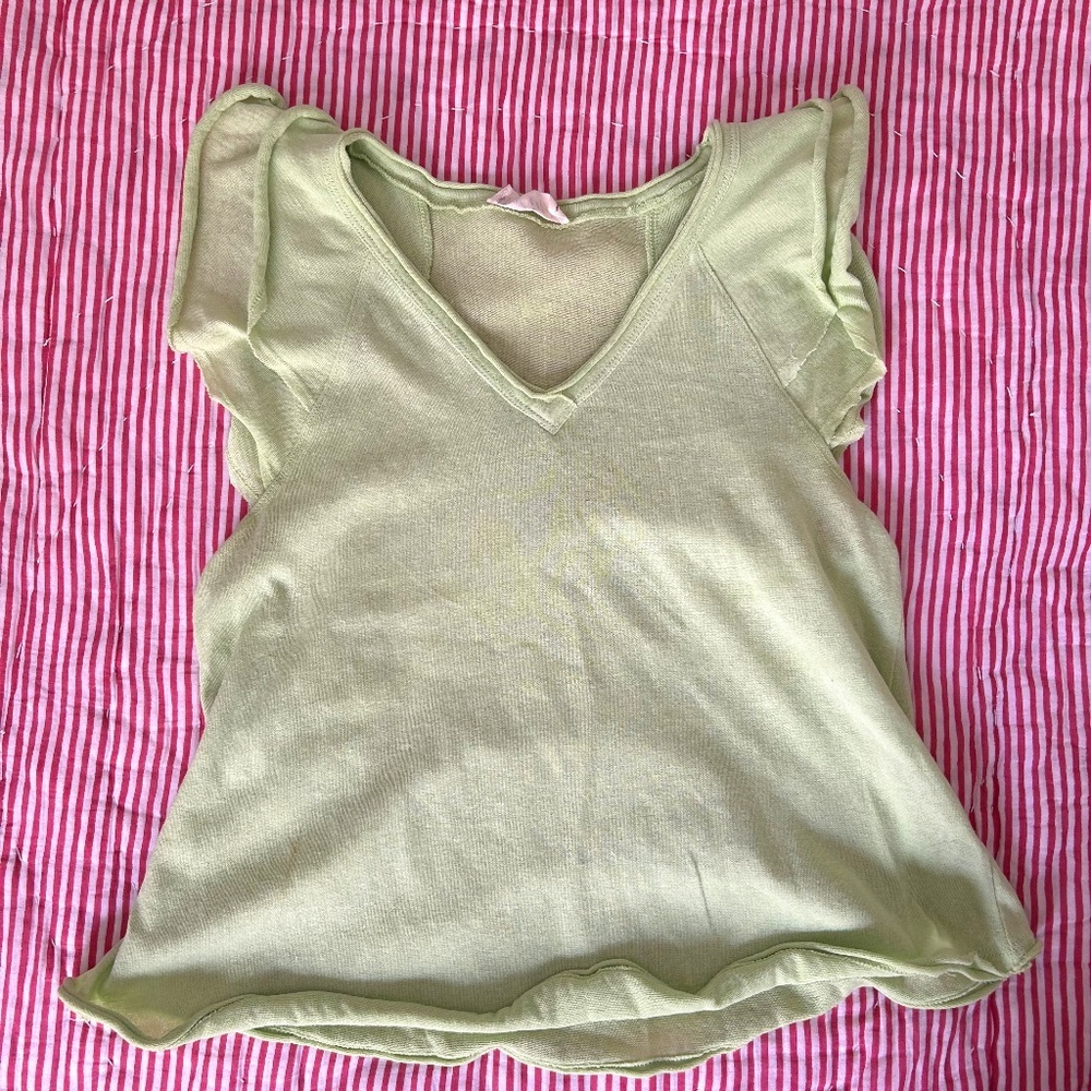 Preppy green ruffle top